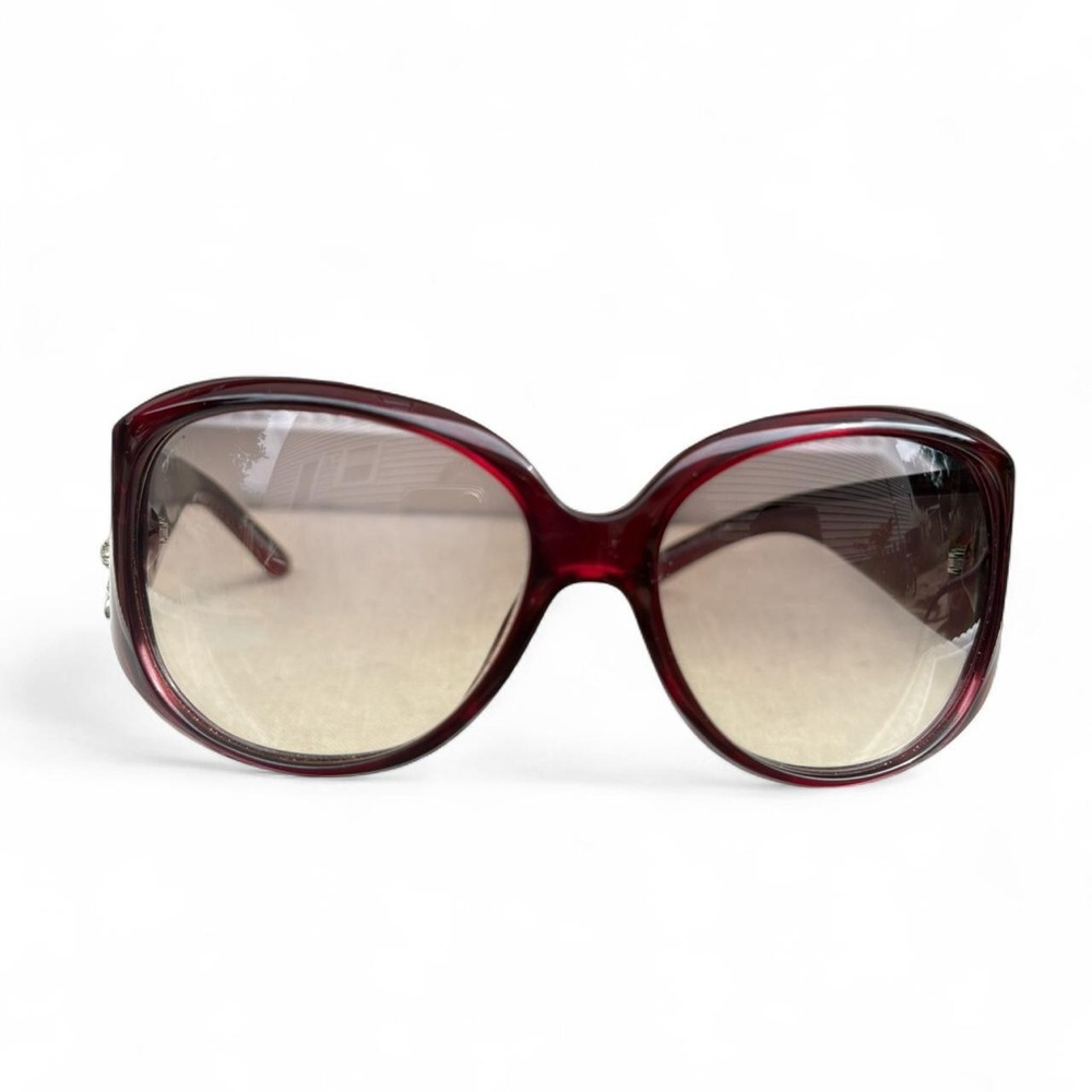 Dior Deep Red Sunglasses with Sparkling Embellishments - Picture 3 of 6